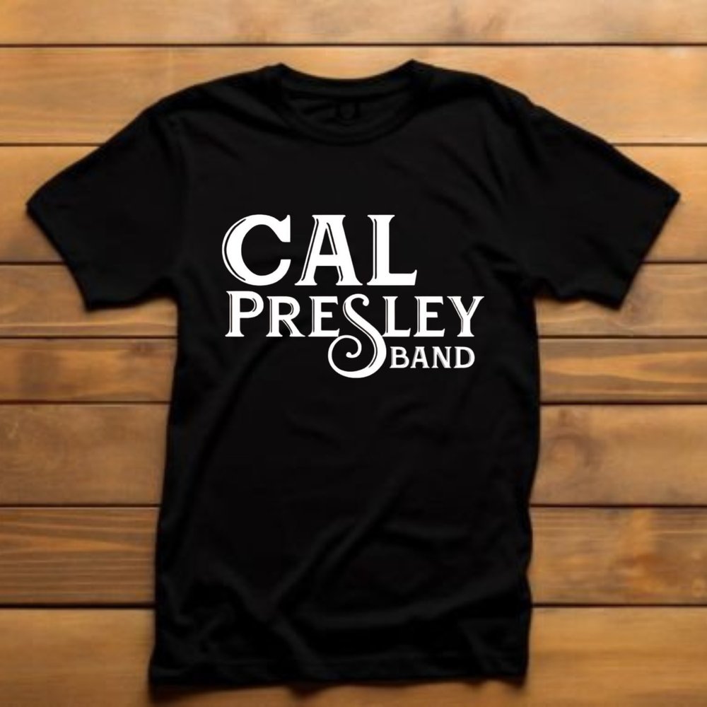 Cal Presley Band classic tee, black with white logo